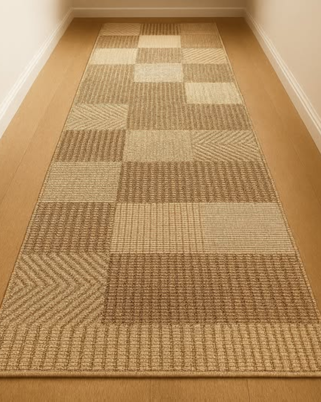 Tapis de Couloir Beige 26" Motif Patchwork – 5.99$/pied linéaire