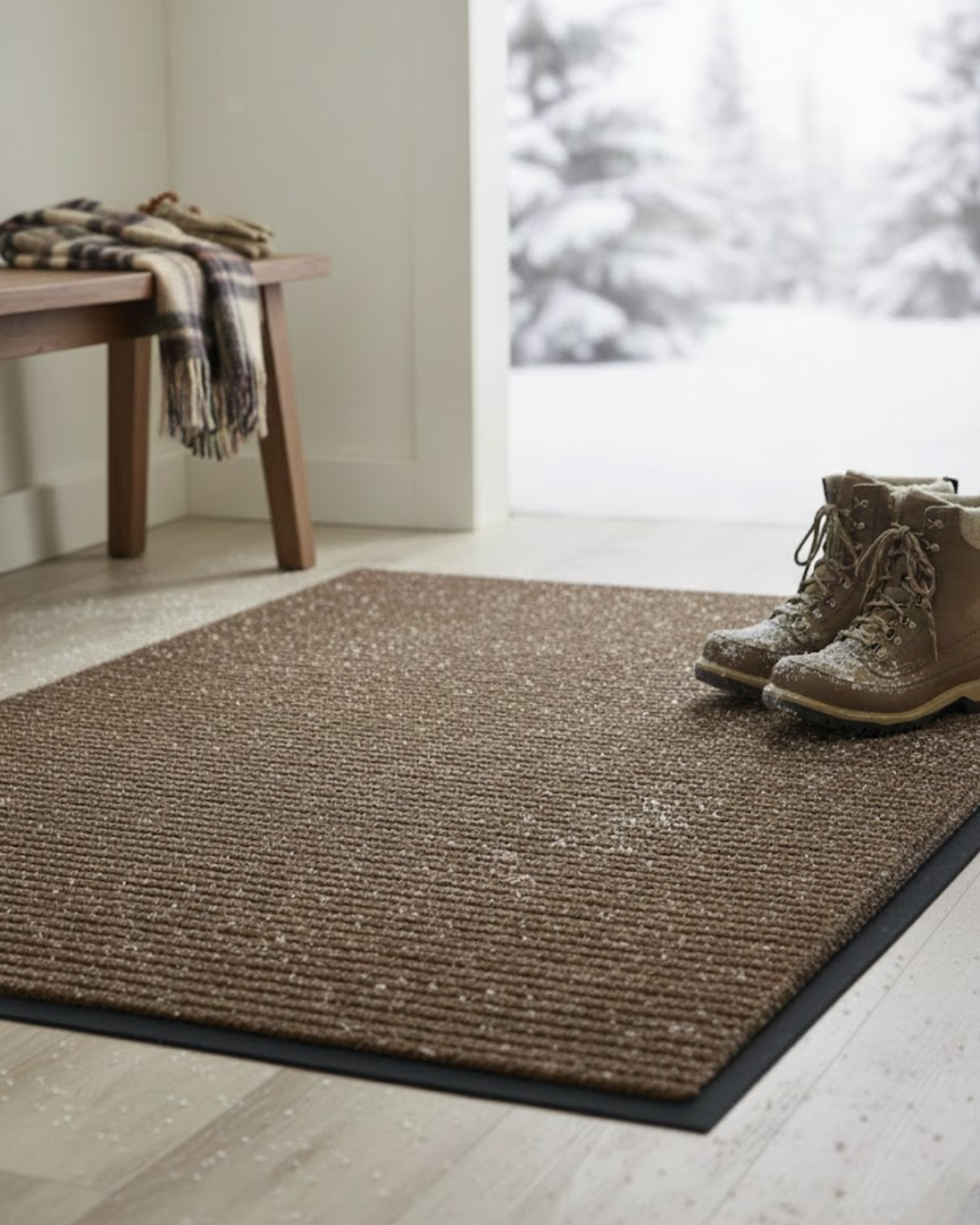 Tapis d’entrée Deluxe Rib Mat Brun - avec bordure