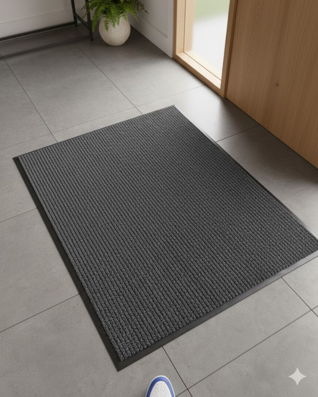 Tapis d’entrée Deluxe Rib Mat charcoal avec bordure