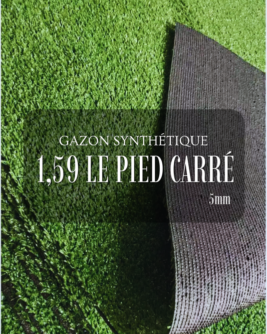 Gazon Synthétique 5mm Extérieur – 1,59$/pi² | Résistant & Économique