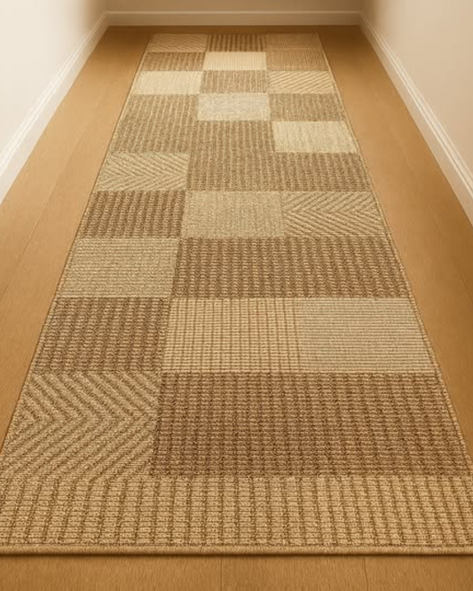 Tapis de Couloir Beige 26" Motif Patchwork – 5.99$/pied linéaire