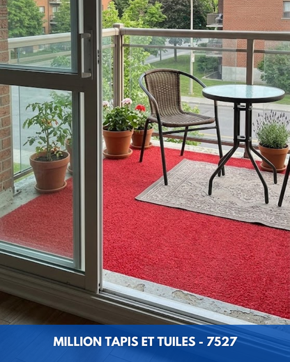 Tapis d'extérieur Rouge – Balcon, Patio & Cour | Coupé sur mesure (4 pieds de large)