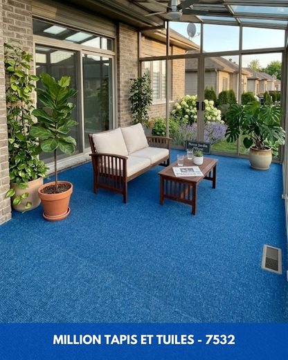 Tapis d'extérieur Bleu – Balcon, Patio & Cour | Coupé sur mesure (4 pieds de large)