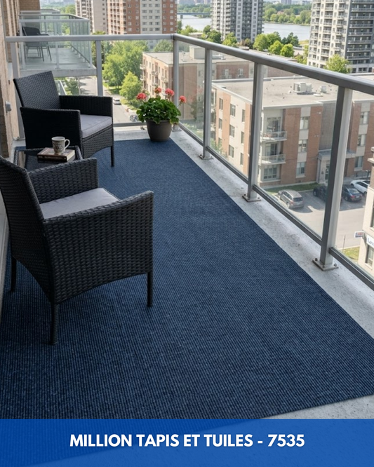Tapis d'extérieur Bleu Navy – Balcon, Patio & Cour | Coupé sur mesure (4 pieds de large)