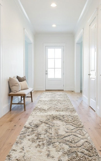 Tapis de passage Ibiza beige et gris dans un corridor
